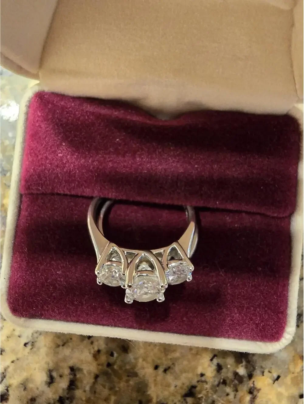 Zales 2.20CT. T.W. 3 Stone GIA CERT. Diamond  Engagement Ring in 14K White Gold